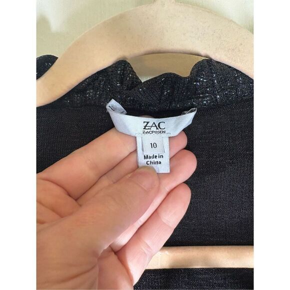 ZAC zac Posen black jumpsuit metallic black wide leg size 10 - Picture 6 of 16